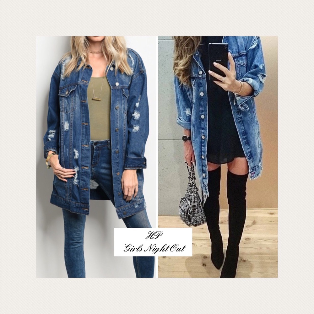 SOLD ON POSHMARK! Oversized Distressed Denim JKT - Picture 1 of 8